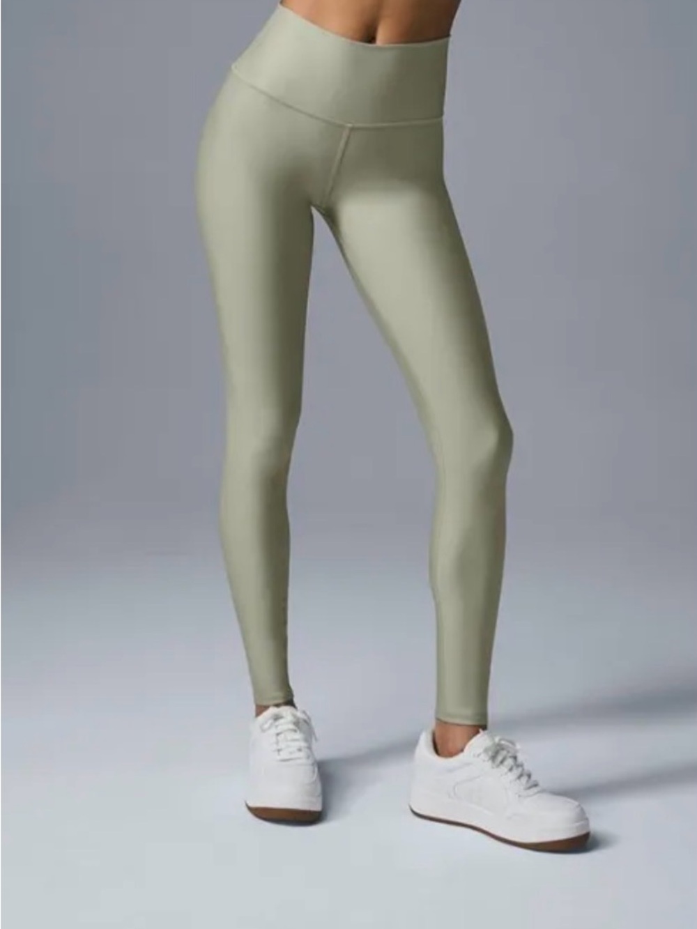 ALO Yoga Rib Top with removable inserts and High-Waist Leggings in Sage